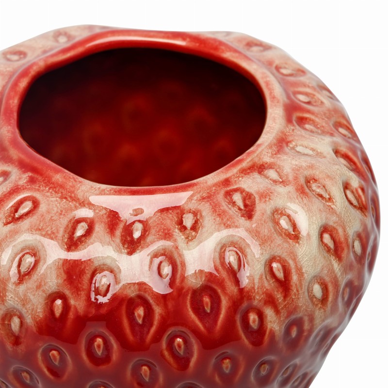 Berry Ceramic Vase L 21 cm – Red Strawberry Table Vase