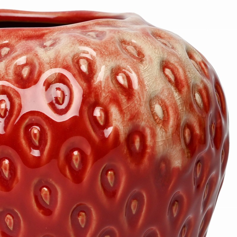 Berry Ceramic Vase L 21 cm – Red Strawberry Table Vase