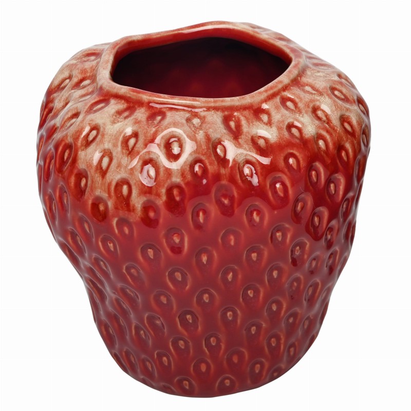 Berry Ceramic Vase M 17 cm – Red Strawberry Table Vase