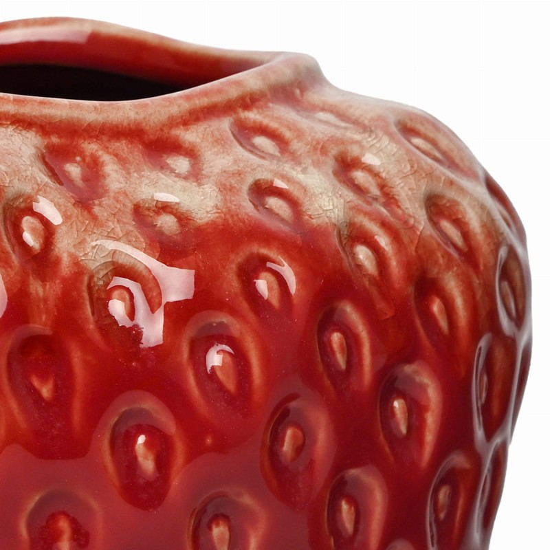 Berry Ceramic Vase M 17 cm – Red Strawberry Table Vase