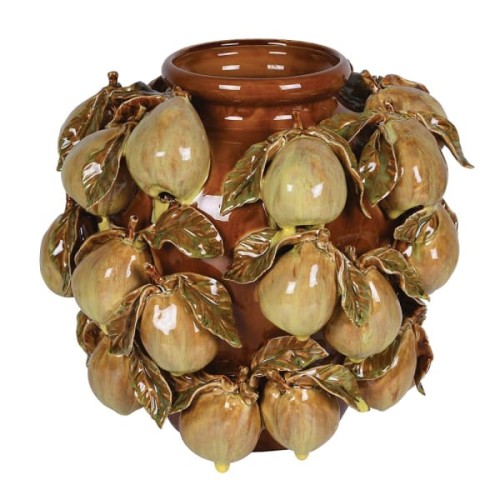Pear Ceramic Decorative Vase 26cm Green & Brown