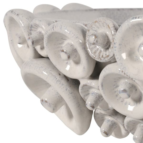 Grey ceramic decorative bowl with mushroom-inspired detail