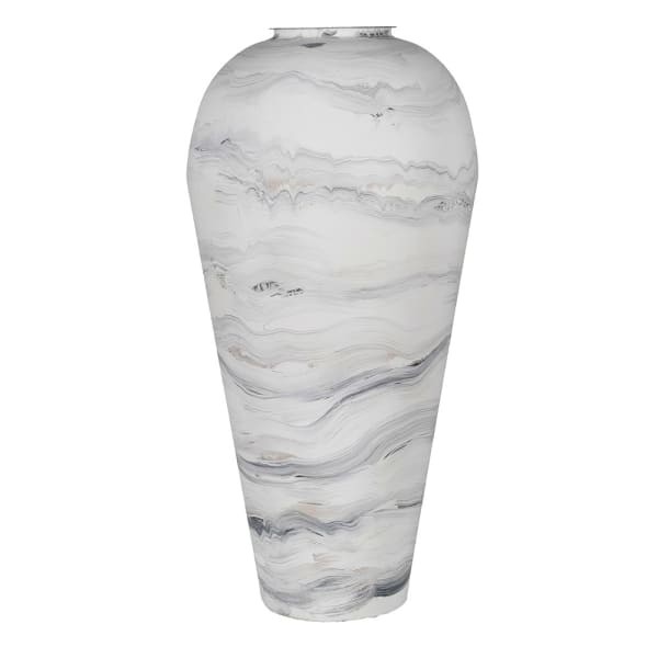 Large white floor vase 77 cm with marble effect