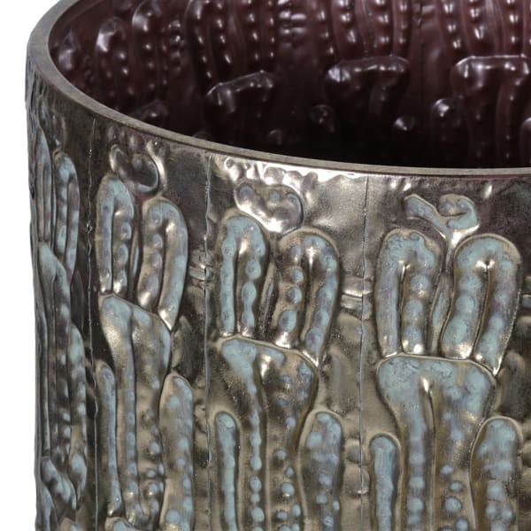 Set of two gold iron decorative floor vases 102 cm and 92 cm, tall statement home décor pieces
