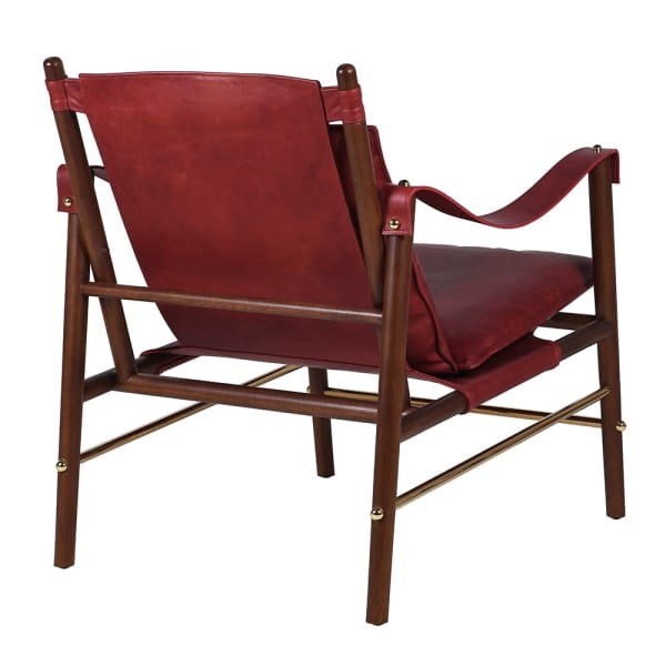 Chester Red Leather Armchair – Cherry Leather, Oak & Stainless Steel