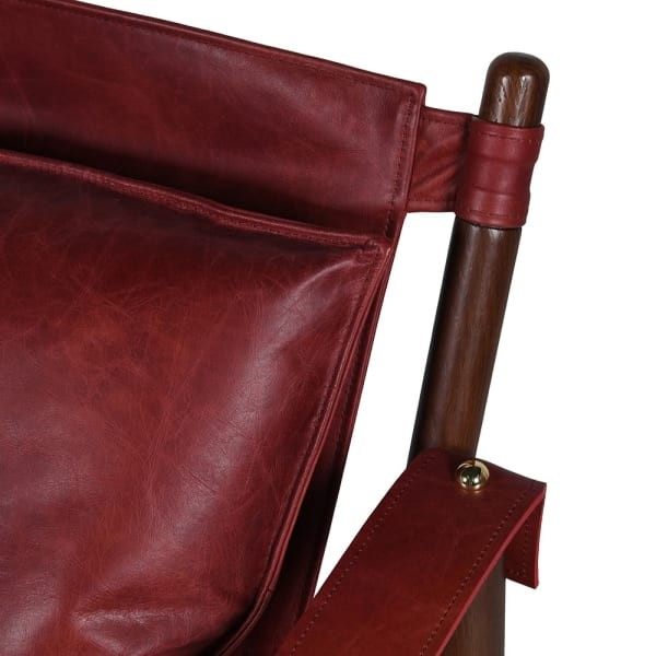 Chester Red Leather Armchair – Cherry Leather, Oak & Stainless Steel