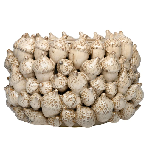Acorn Ceramic Planter 32 cm – Cream Decorative Pot with Acorn Detail