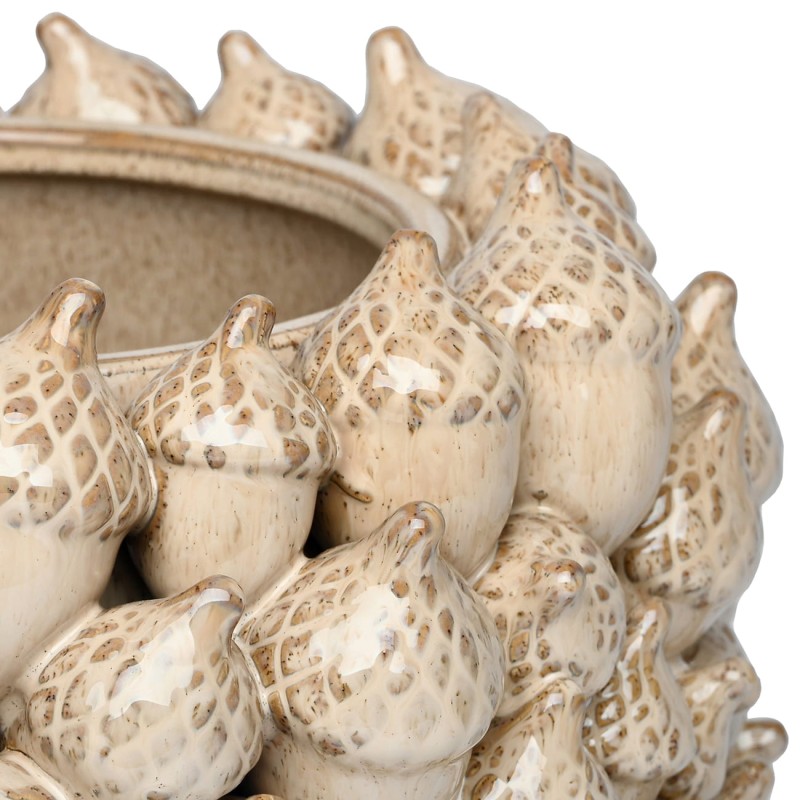 Decorative plant pot cover in cream ceramic