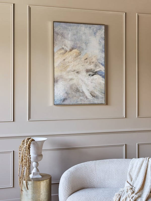 Blue Wind Abstract Wall Art 120 x 80 cm – Modern Beige and Blue Painting