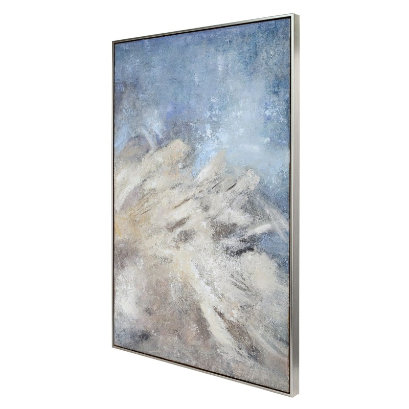 Blue Wind Abstract Wall Art 120 x 80 cm – Modern Beige and Blue Painting