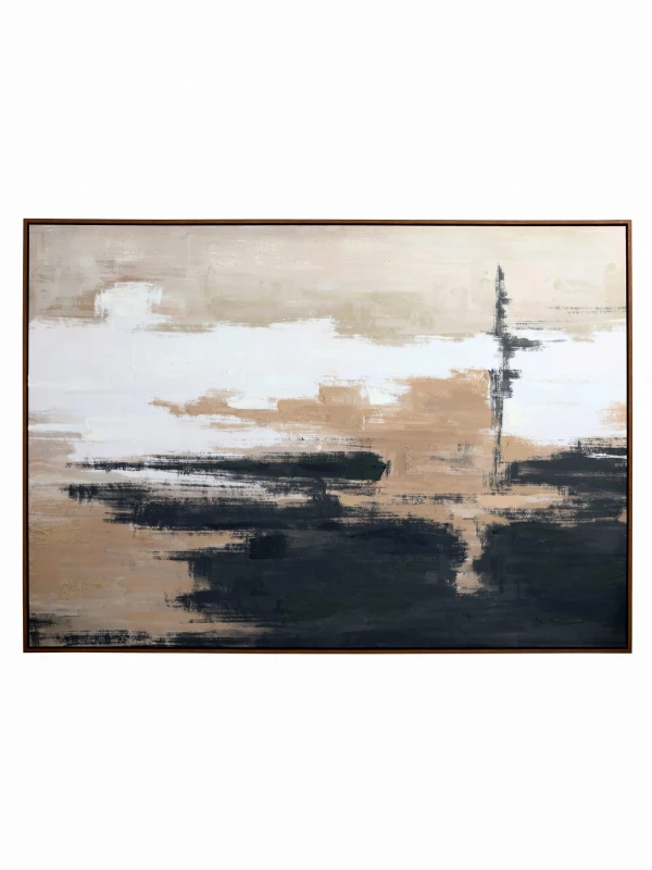 Rise abstract wall art 140 × 100 cm in beige and black