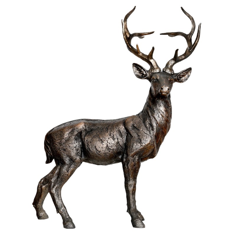 Deer Bronze sculpture, 111 cm, brown polyresin stag Christmas decoration