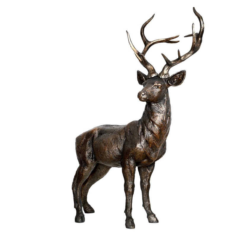 Deer Bronze sculpture, 111 cm, brown polyresin stag Christmas decoration