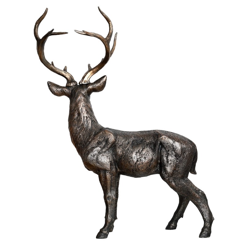Deer Bronze sculpture, 111 cm, brown polyresin stag Christmas decoration