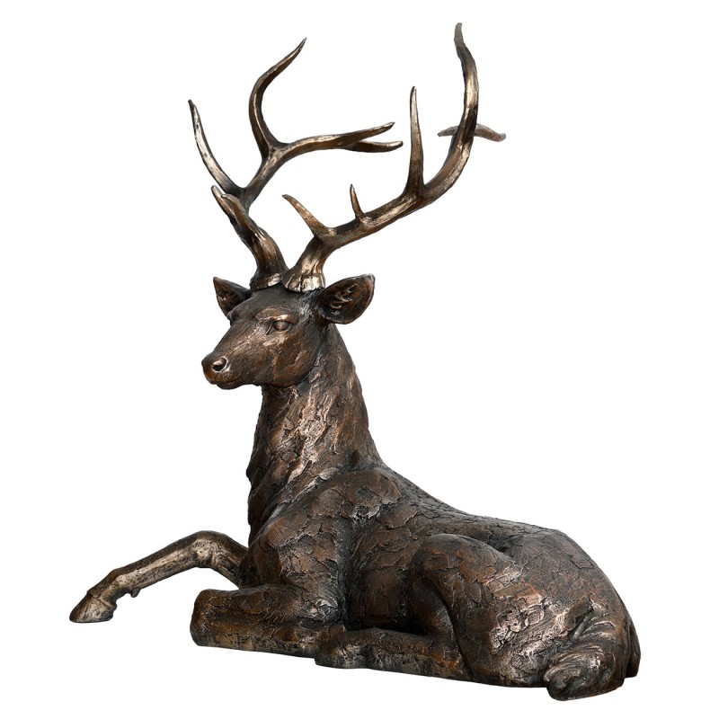 Lying Deer Bronze-Effect Statue, 82 cm – Polyresin Ornament