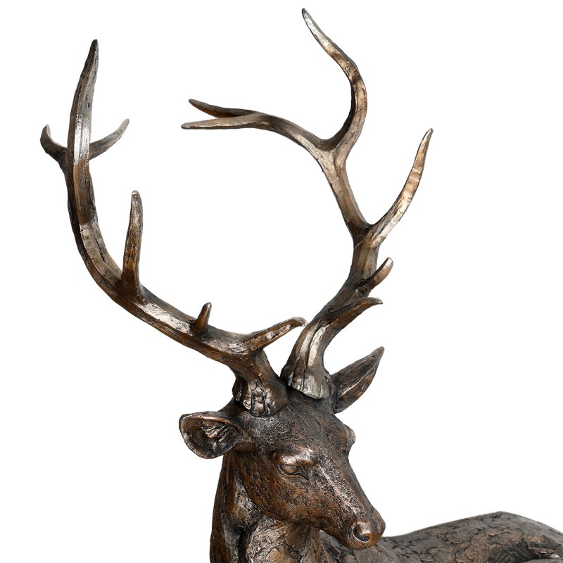 Bronze-Effect Lying Deer Sculpture, 82 cm – Brown Polyresin Stag Statue