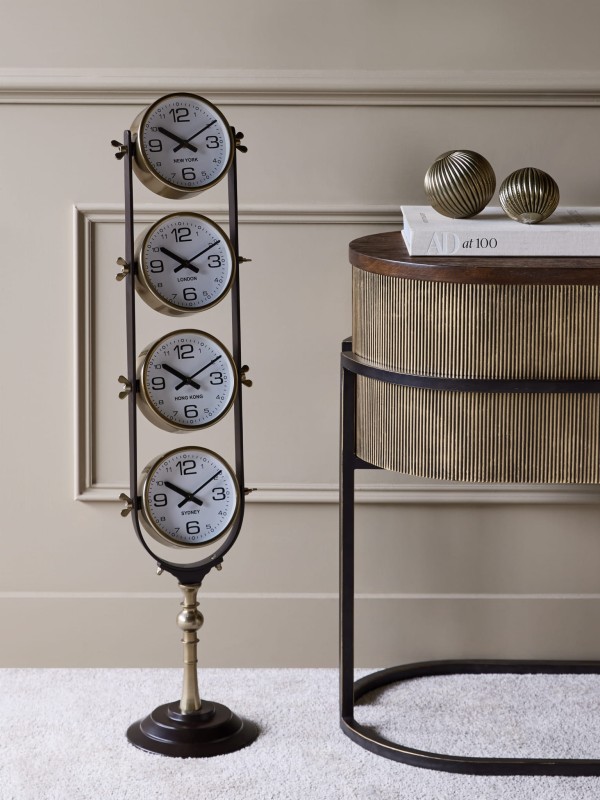 Chester world time floor clock measuring 100 cm high