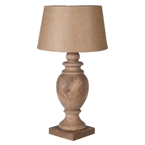 Large Manila Mango Wood Table Lamp with Jute Shade – 93 cm
