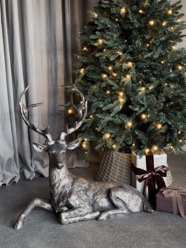 Rzeźba Lyaing Deer Bronze 82 cm poliresin brązowy jeleń statua