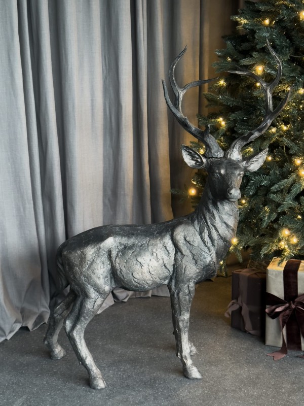 Large brown polyresin stag figure