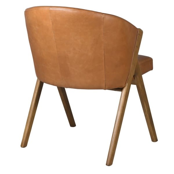 Belgrave Tan Leather Dining Chair with Wooden Frame