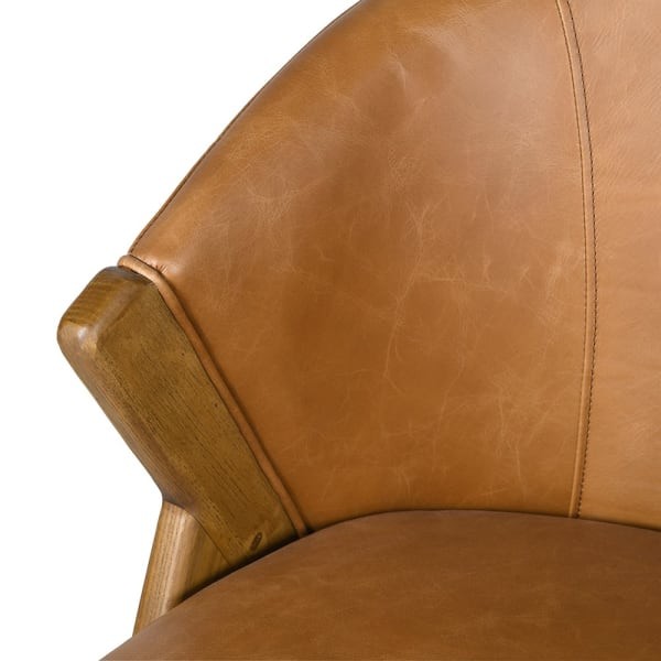 Belgrave Tan Leather Dining Chair with Wooden Frame