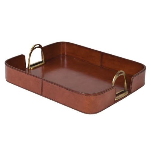 Eaton Brown Leather Decorative Tray 41 cm 