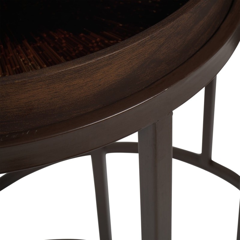 Golden side tables with removable tray top – set of two brown metal accent tables