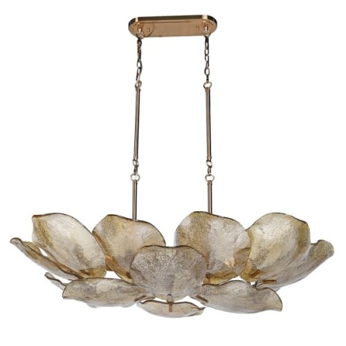 Glass Floris Floral Chandelier 115 cm – Glass Flower Pendant Light with Gold Frame