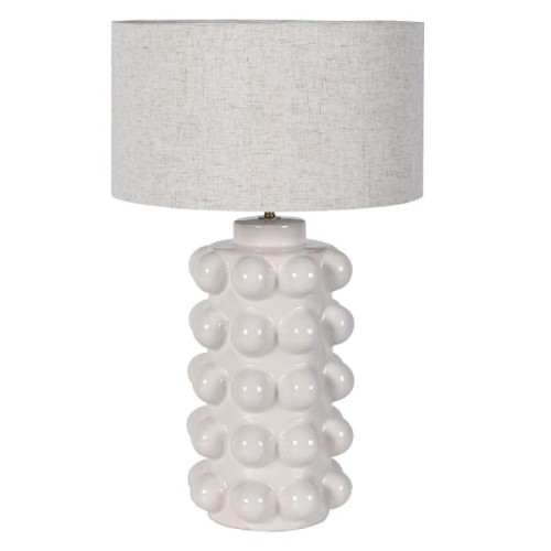 Bobble White Table Lamp 65 cm – Off-White Ceramic Base with Linen Shade