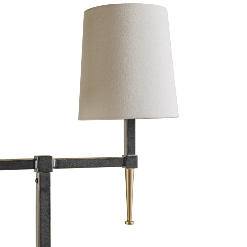 Stella Floor Lamp – 166 cm, Double Arm, Black & Gold with Linen Shades