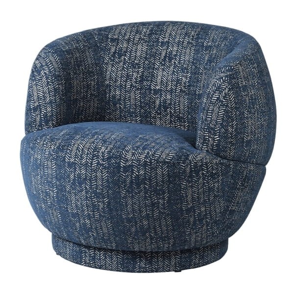 Munich blue egg armchair with a rounded, modern design. A stylish accent chair offering comfort and elegance for living rooms, bedrooms or contemporary interiors.