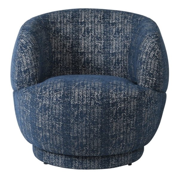 Munich blue egg armchair with a rounded, modern design. A stylish accent chair offering comfort and elegance for living rooms, bedrooms or contemporary interiors.