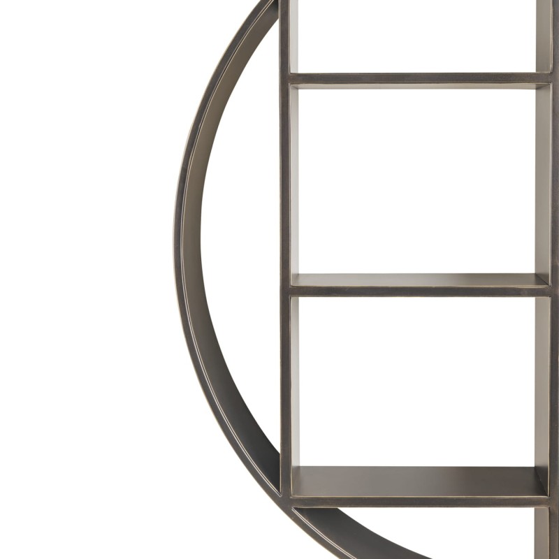 Primrose Bronze wall shelf with mirror, 100 cm diameter – a stylish round mirror with a practical shelf, perfect for modern hallways, living rooms, or bedrooms.