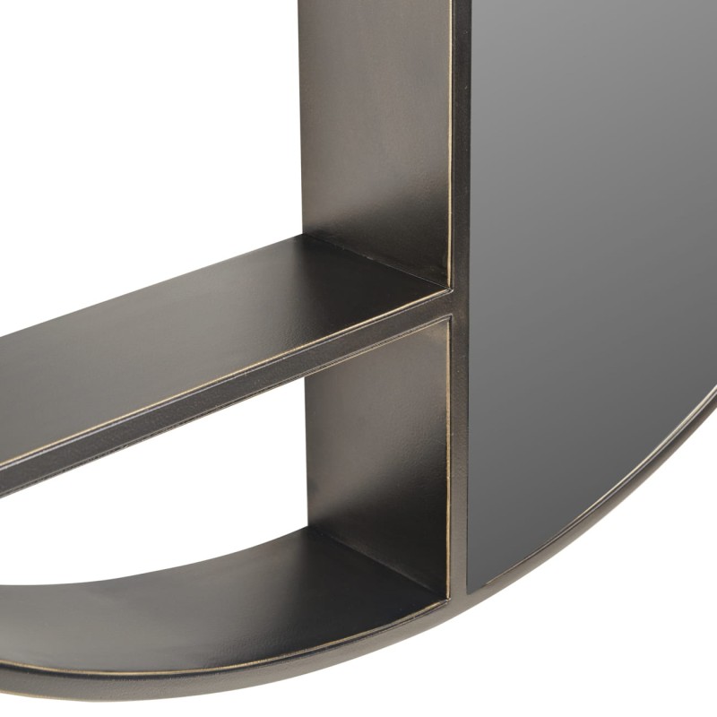 Primrose Bronze wall shelf with mirror, 100 cm diameter – a stylish round mirror with a practical shelf, perfect for modern hallways, living rooms, or bedrooms.