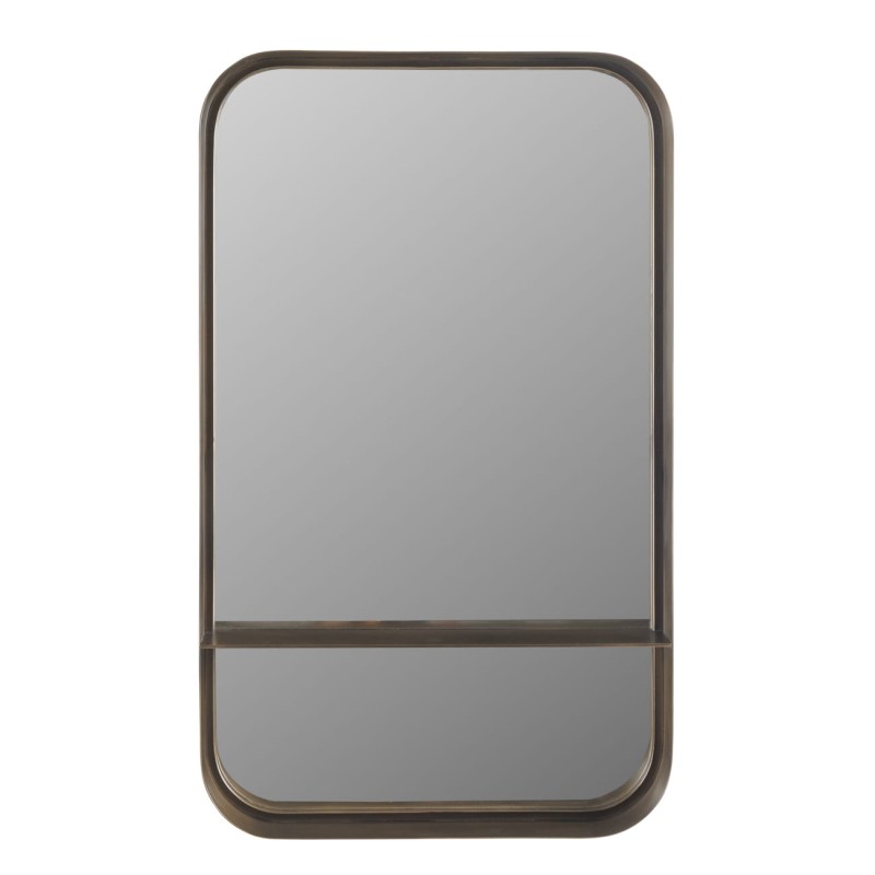 Camden Medium wall mirror with shelf, 101 cm, in a gold iron frame.