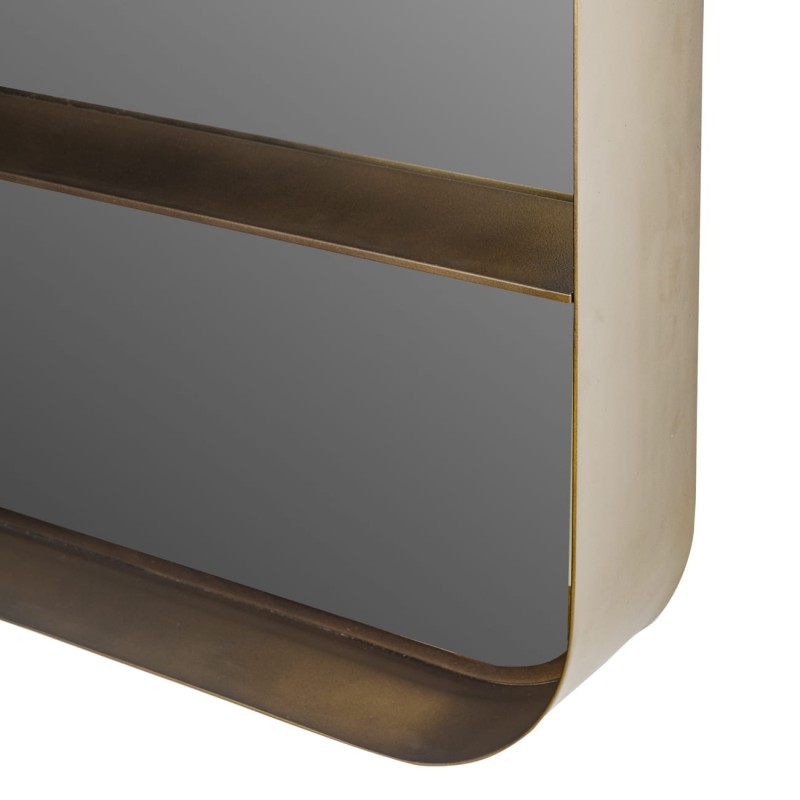 Camden Medium wall mirror with shelf, 101 cm, in a gold iron frame.