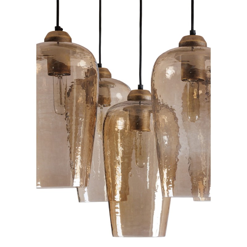 Charlotte gold glass pendant ceiling light with five glass shades, 182 × 45 cm