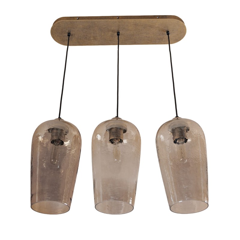 Charlotte Trio ceiling light – gold glass finish, three glass shades, 125 cm