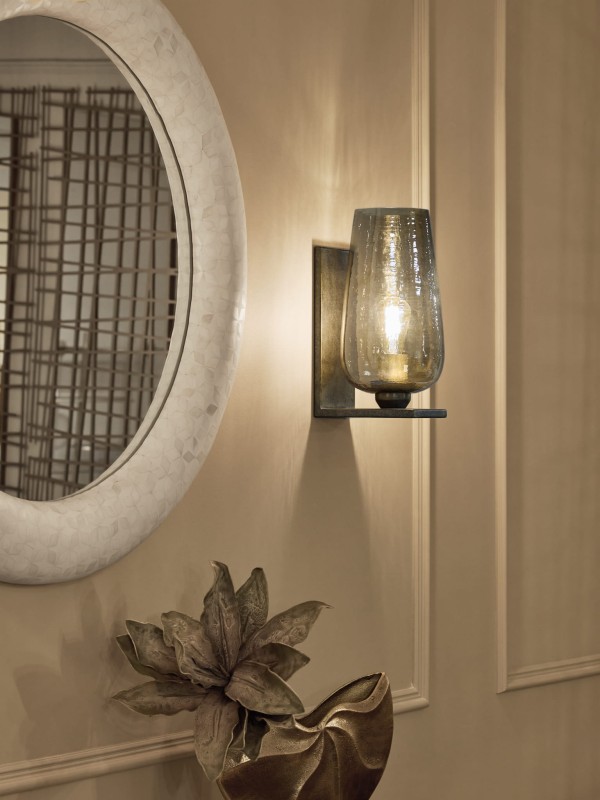 Charlotte glass wall sconce 38 cm – gold wall light with glass shade