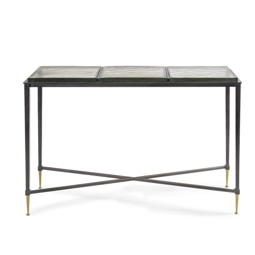 Stella Black & Gold Console Table, 120 cm, with Glass Top and Iron Base