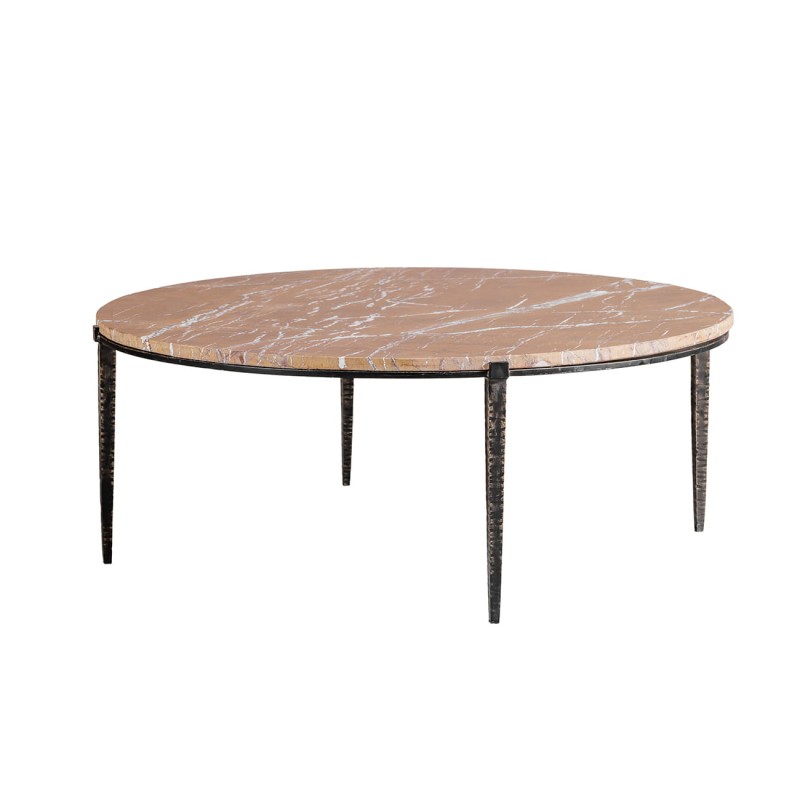 Richwood Brown Marble Coffee Table with Metal Legs – 108 cm