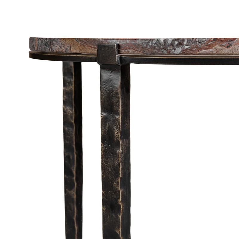 Richwood marble side table with a brown marble top and metal legs.