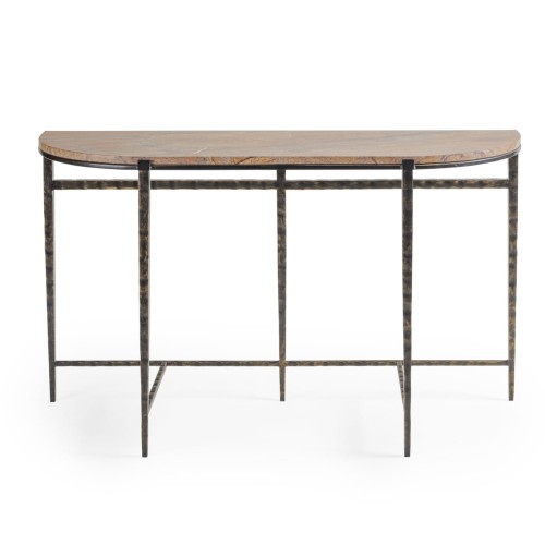 Richwood Marble Console Table, 57 cm, with Brown Marble Top and Hand-Forged Legs