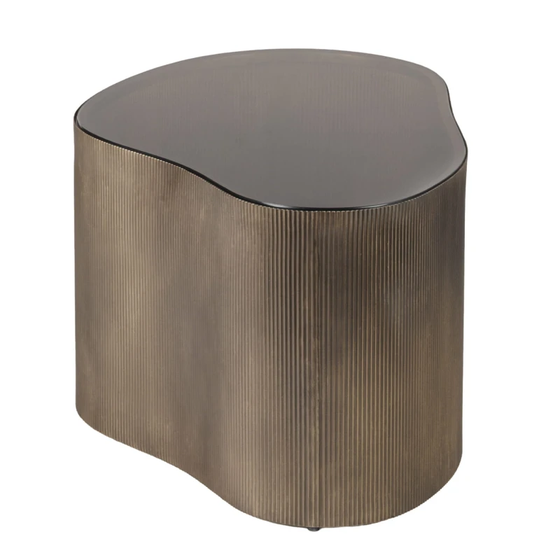 Brown smoked glass Cloud coffee table with an organic curved silhouette