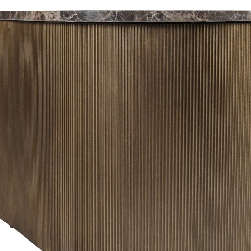 Cloud double coffee table with brown marble glass top and gold base.