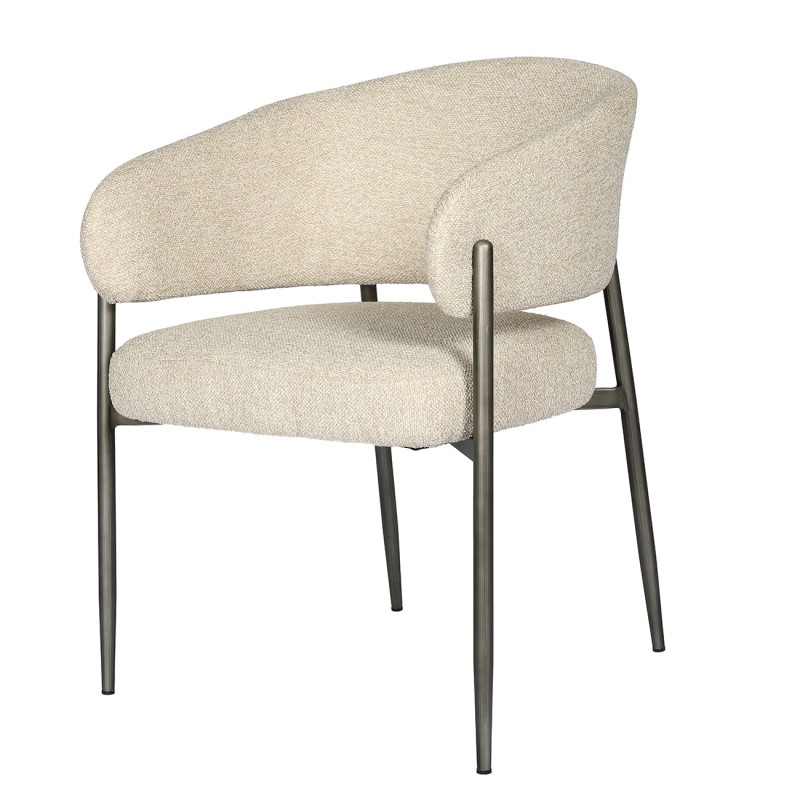 Set of Two Maldon Chairs in Cream Bouclé with Metal Legs