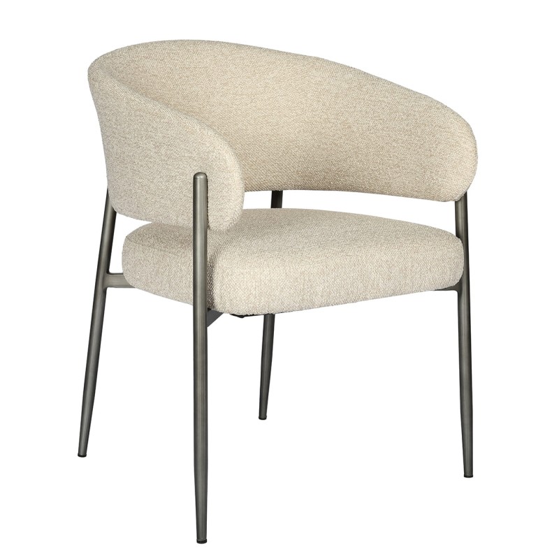 Set of Two Maldon Chairs in Cream Bouclé with Metal Legs