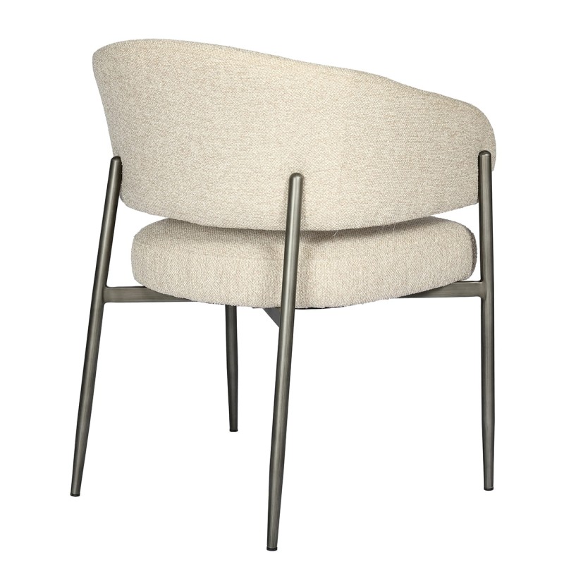 Set of Two Maldon Chairs in Cream Bouclé with Metal Legs