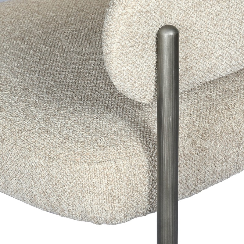 Set of Two Maldon Chairs in Cream Bouclé with Metal Legs